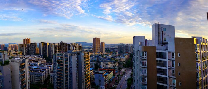 City sunset panorama