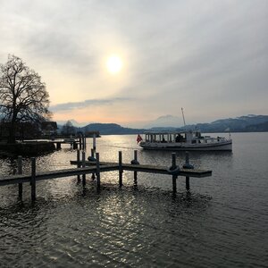 Pier dawn sunset photo