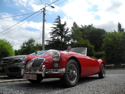 Old car red bodywork mg photo