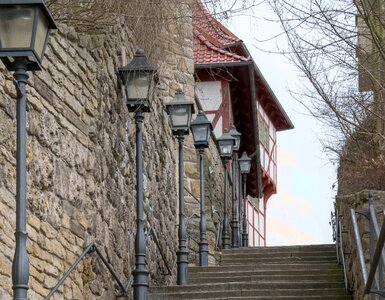 Stone steps railing historically