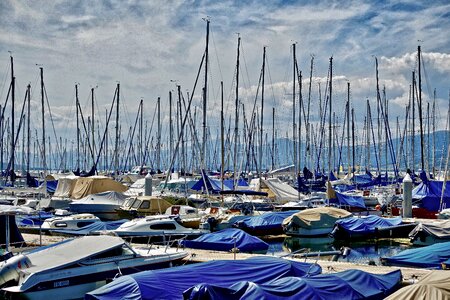 Sea sailboats pier photo