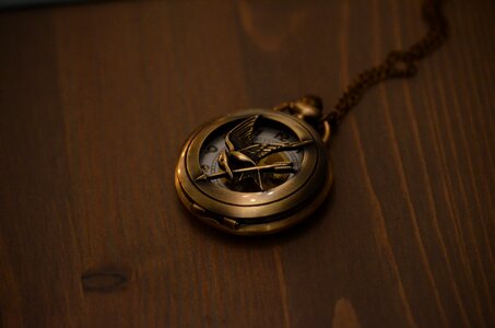 Clock face wooden table golden