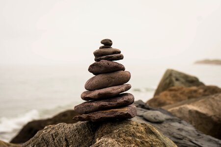 Meditation beach stacked photo