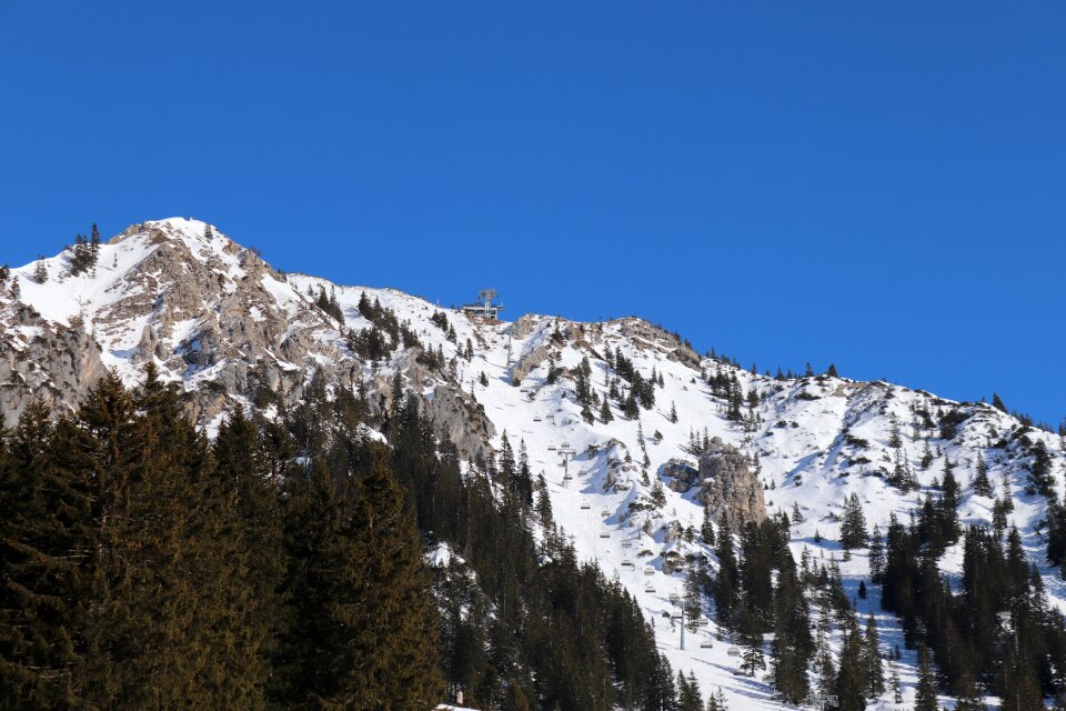 Winter mountainside chairlift