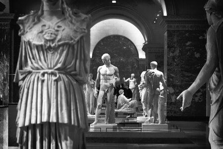 Renaissance statues black and white photo