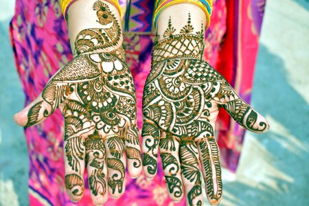Floral indian festive henna tattoo photo
