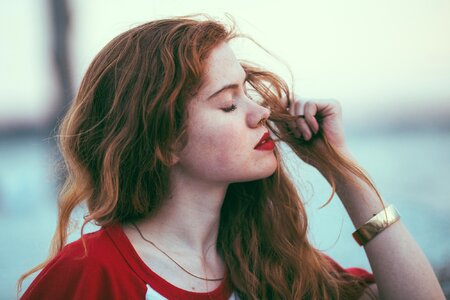 Woman red redhead photo