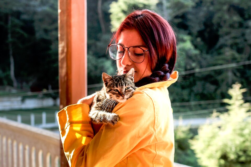 Woman animals cat