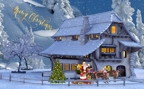 Snow santa claus christmas tree