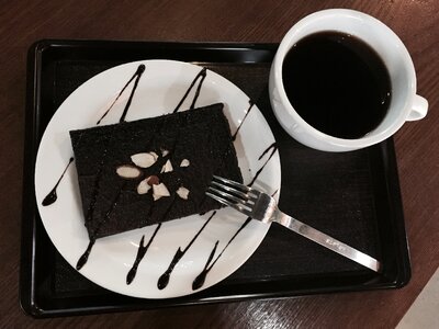 Brownie hand our coffee dessert cafe