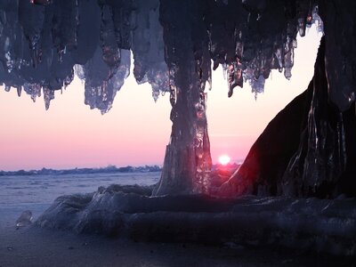 Icicles ice sunrise photo