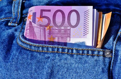Cash and cash equivalents bundle euro notes photo