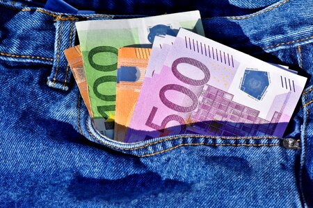 Cash and cash equivalents bundle euro notes photo