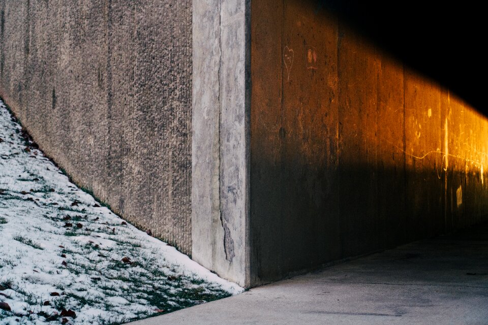 Shadow grass snow
