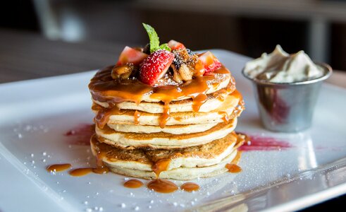Pancakes fruits strawberries photo