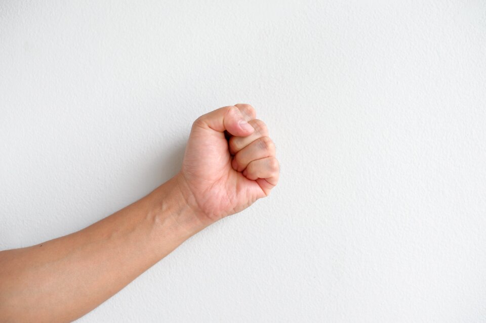 The fist rock paper scissors the palm of your hand