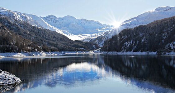 Lai da marmorera mountain pass snow