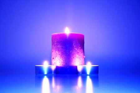 Purple blue fire blue candle