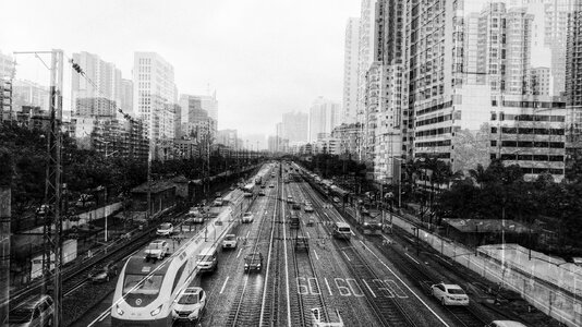 City skyscraper traffic