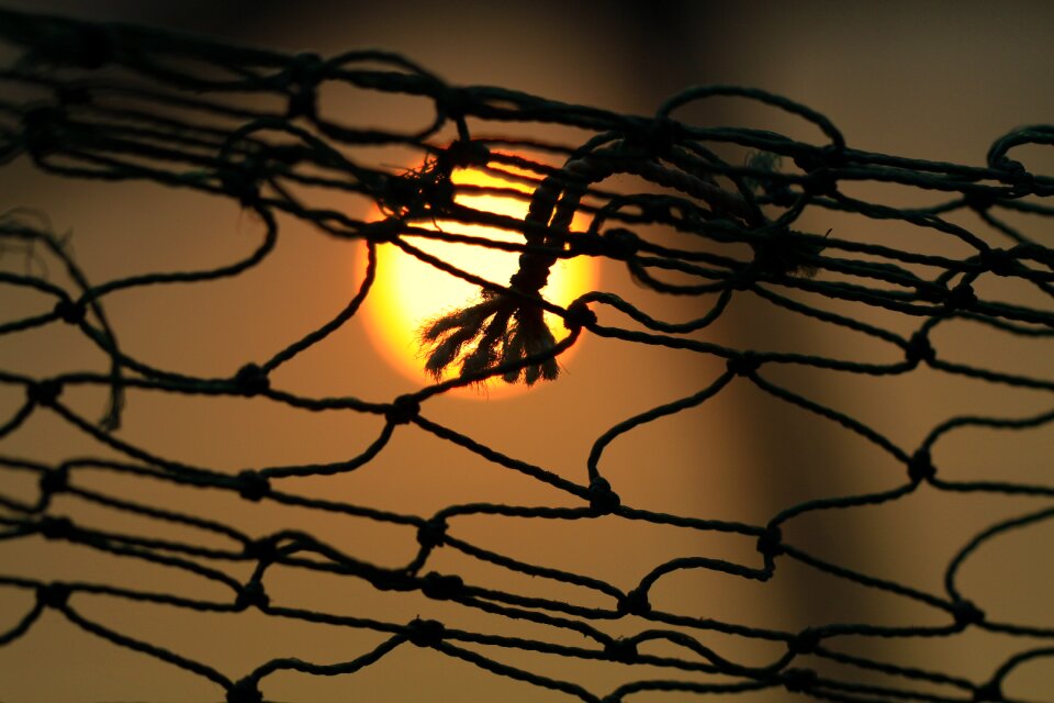 Sunset sun fishing nets