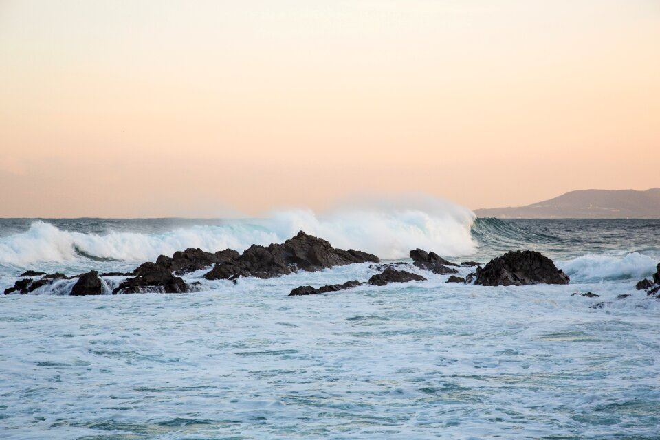 Winter sea rock beach