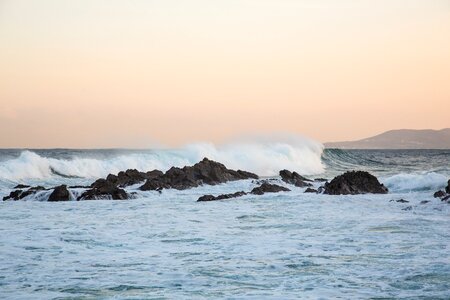 Winter sea rock beach photo