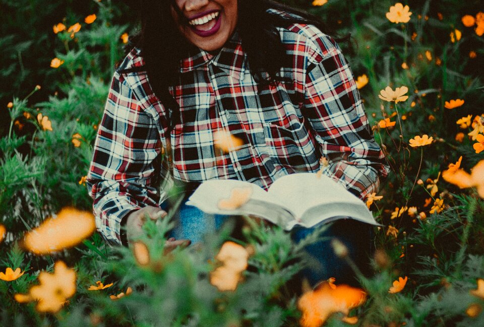 Female reading book
