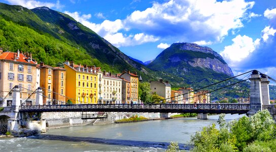 Winter sports alps cityscape