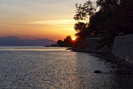 Sunset landscape greece photo