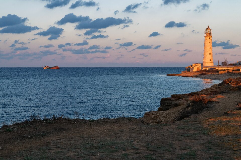 Seascape lighthouse sky