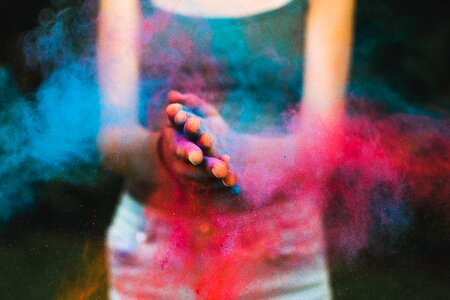 Holi portrait blue