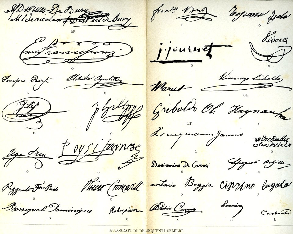 "Autografi di delinquenti celebri".