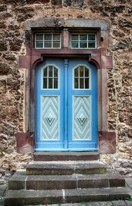 Blue grey old door photo