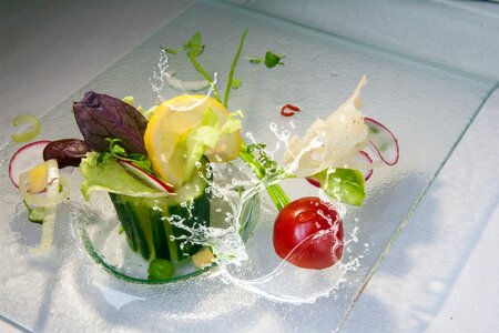 Salad plate water splashes healthy photo