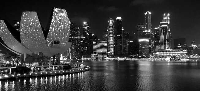 City urban landscape black and white photography