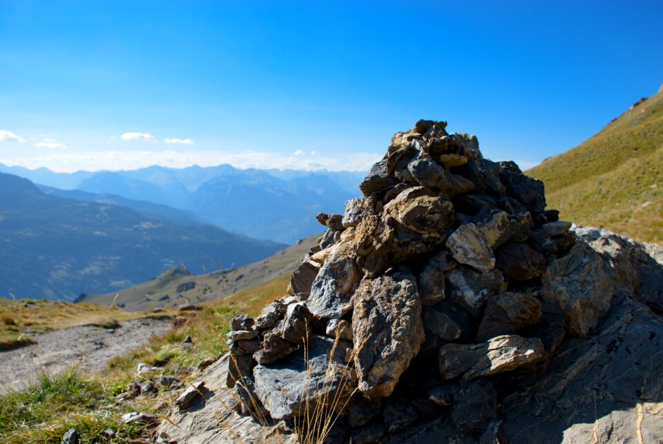 Mound of stone pile of stones hiking