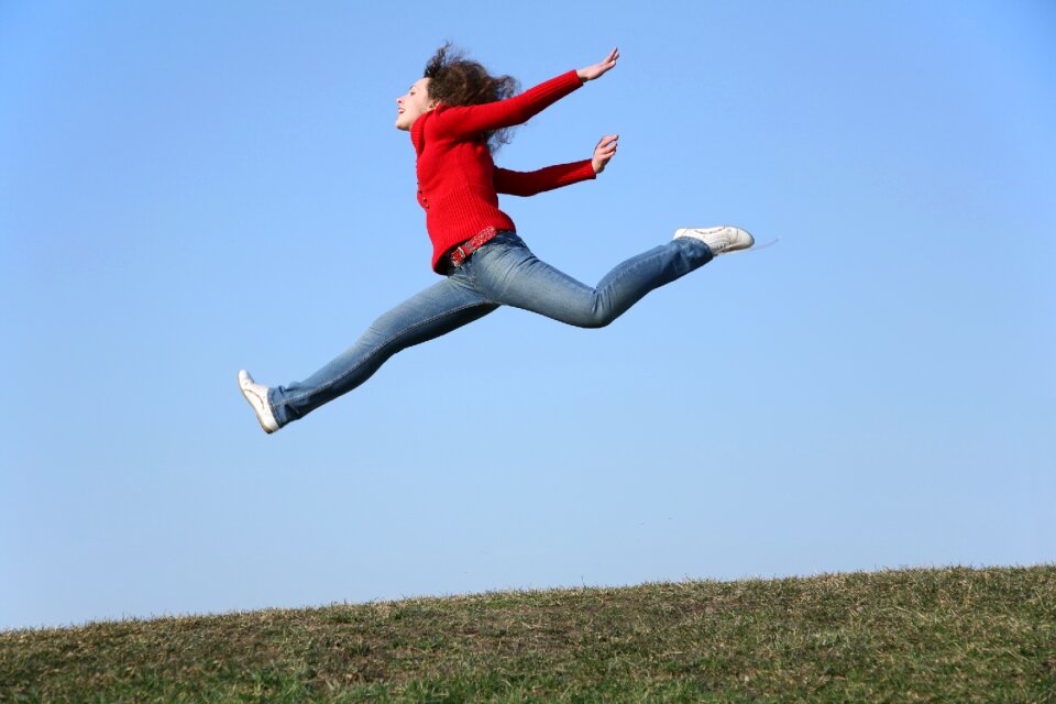 Woman jump freedom