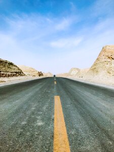 Highway distance blue sky