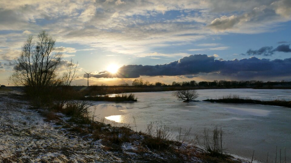 Natural lake sunset winter photo