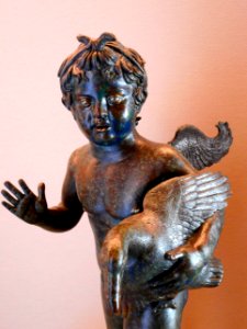 Cupid with goose (detail) - bronze fountain (1st century BC-1st century AD) from Pompeii - Exhibition Herculaneum and Pompeii Vision of Discovery at the Archaeological Museum of Naples (44638282495)
