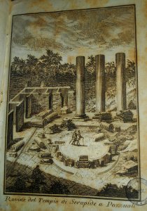 Macellum or Tempio di Serapide at Pozzuoli - etching from the book Ottaviano Guasco, Dell'edificio di Pozzuolo volgarmente detto il tempio di Serapide, Rome 1773 - National Library of Naples (45425547311)