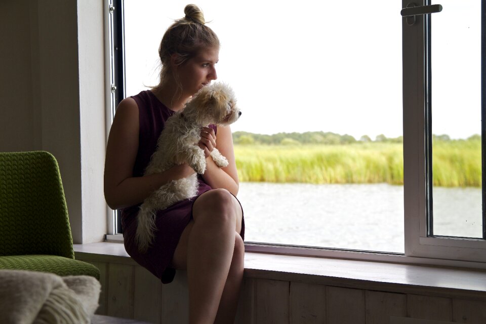 Woman dog outlook