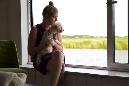 Woman dog outlook