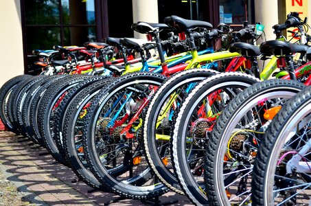 Patterns wheels row of bikes