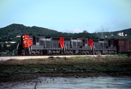 3 Southern Pacific SD9s and Train at Elkhorn Slough -- 3 Photos (32304725823)