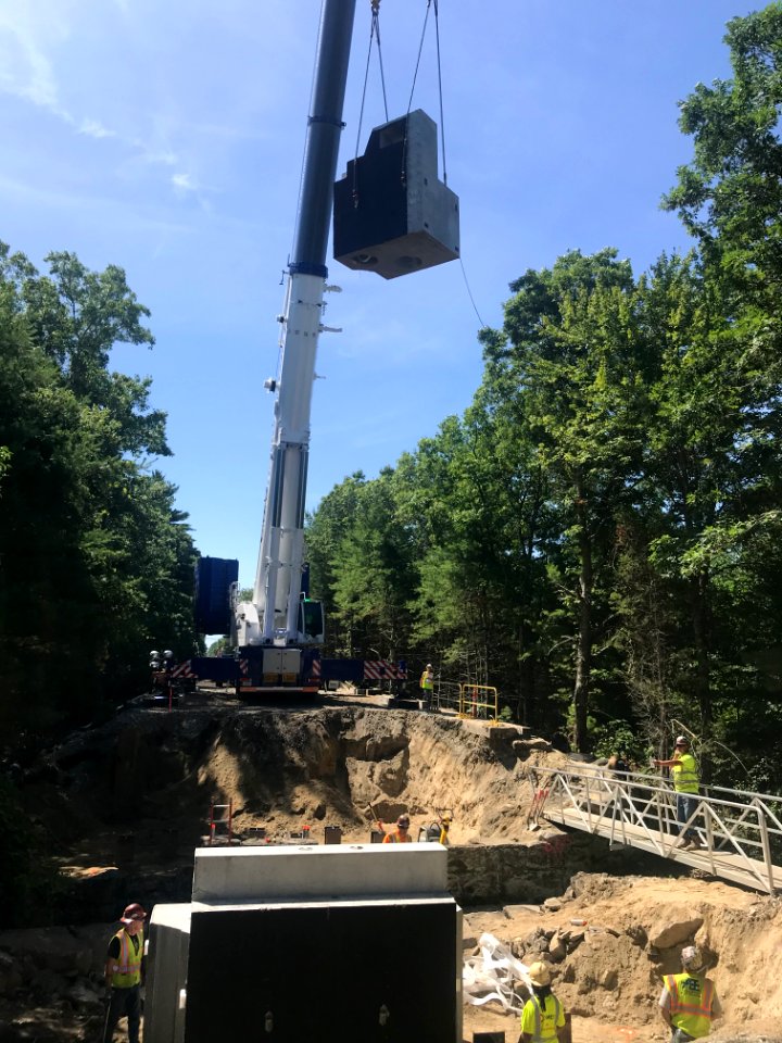 Abutment construction for Fall Brook bridge, July 2020