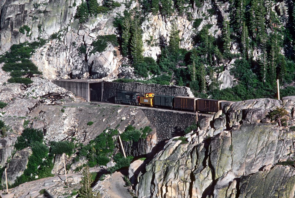 A Southern Pacific Freight Well Above Donner Lake, Roger Puta Style, August 1980 -- 5 Photos (32304747213)