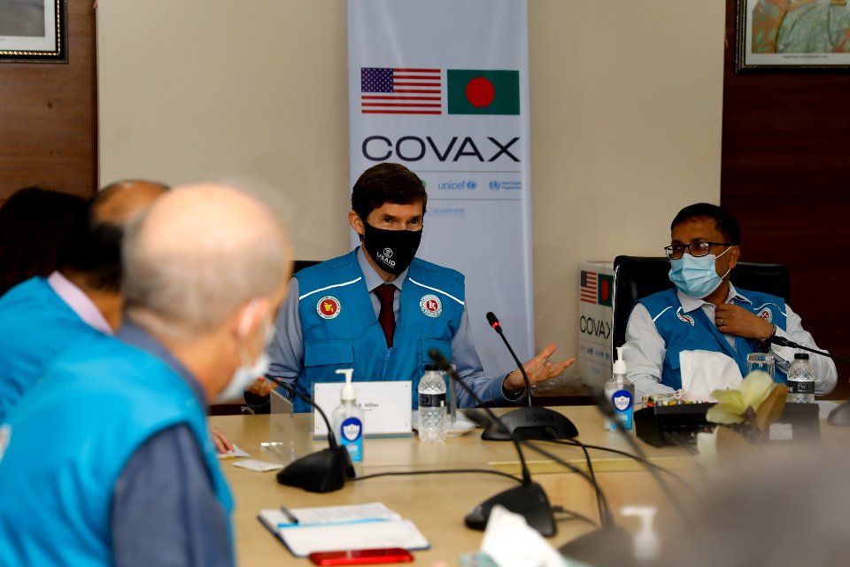 Ambassador Miller and USAID Mission Director Handover Pfizer Vaccine (51556952260)
