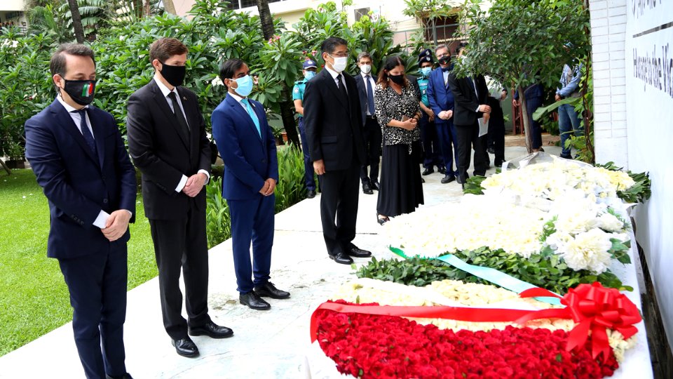 Ambassador Miller joined in commemoration of the fifth anniversary of the Holey Artisan Bakery attack.d (51294225315)