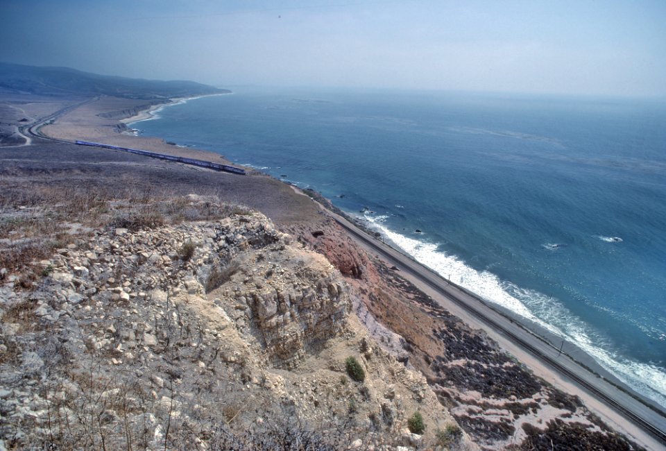 Amtrak northbound Coast Starlight, Jalama Beach, Lompoc, CA in September 1981 -- 4 Photos (31814234051)